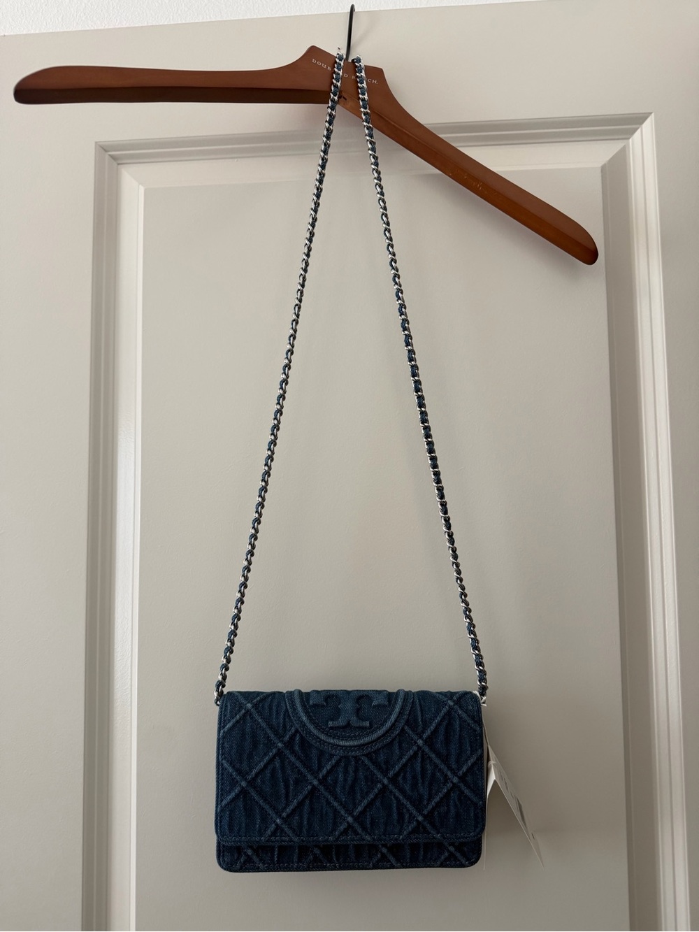 Tory Burch denim Quilted Chain Crossbody Bag